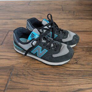 New Balance 574 sneakers shoes black turquoise size 7